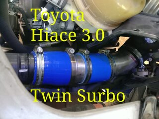 Twin Surbo fitted at pipe of Toyota Hiace 3.0